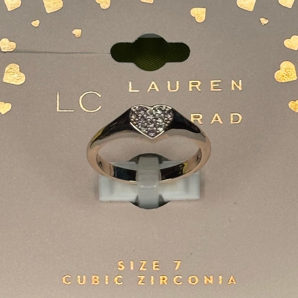 Lauren Conrad Rose Gold CZ Pave Heart Ring Size 7 only - Picture 4 of 5